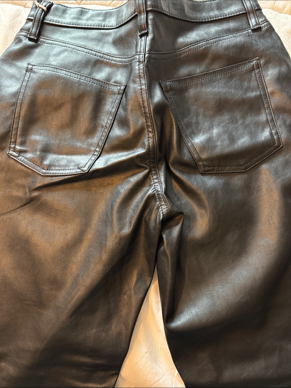 Universal Thread Black Faux Leather Straight Leg Pants - Picture 2 of 3